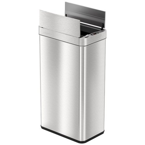 iTouchless - 18 Gallon Touchless Sensor Wings Lid Trash Can with Pet-Proof Lid and AbsorbX Odor Control, Stainless Steel Kitchen Bin - Silver