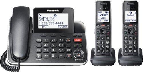 Panasonic - KX-TGF882B Link2Cell DECT 6.0 Expandable Corded/Cordless Phone with Digital Answering System and Smart Call Blocker - Black