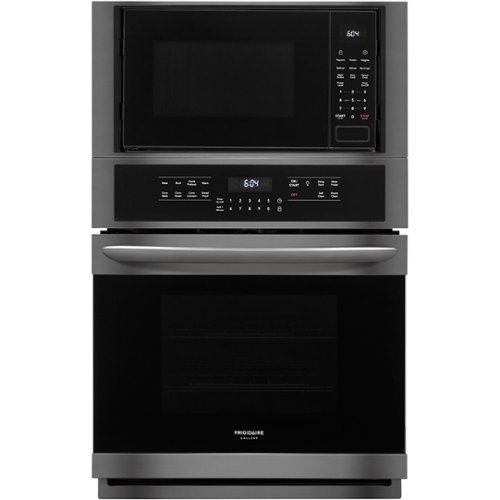 Frigidaire - Gallery Series 27" Double Electric Wall Oven with Built-In Microwave - Black stainless steel
