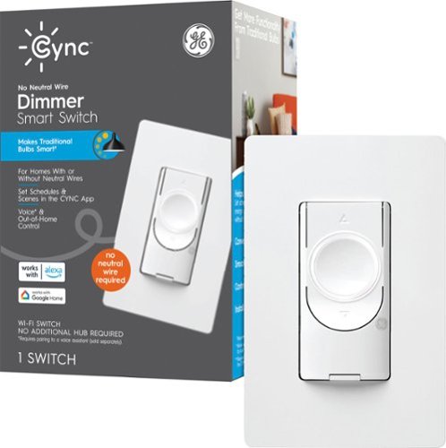 Image of GE - CYNC Dimmer Smart Switch, No Neutral Wire Required, Bluetooth and 2.4GHz Wifi (Packing May Vary) - White