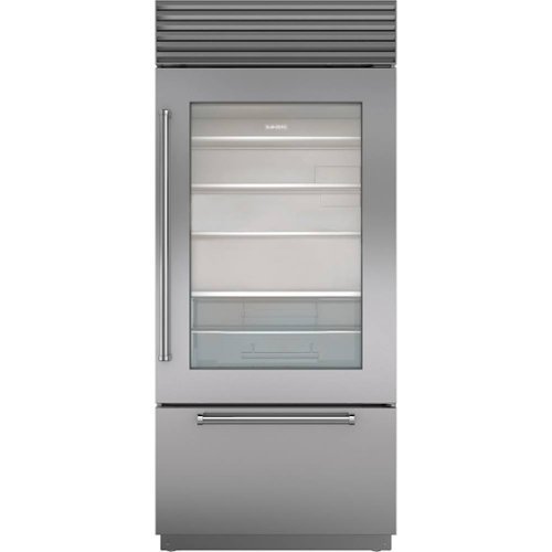 Sub-Zero - Classic 17.3 Cu. Ft. Bottom-Freezer Built-In Refrigerator with Glass Door - Stainless steel