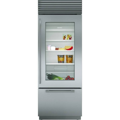 Sub-Zero - Classic 17.3 Cu. Ft. Bottom-Freezer Built-In Refrigerator with Glass Door - Stainless steel
