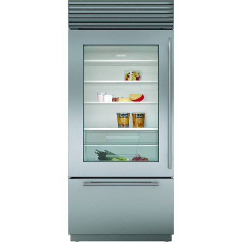 Sub-Zero - Classic 21.6 Cu. Ft. Bottom-Freezer Built-In Refrigerator with Glass Door - Stainless steel