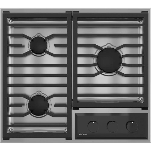 

Wolf - Transitional 24" Built-In Gas Cooktop with 3 Burners - Black Stainless Steel
