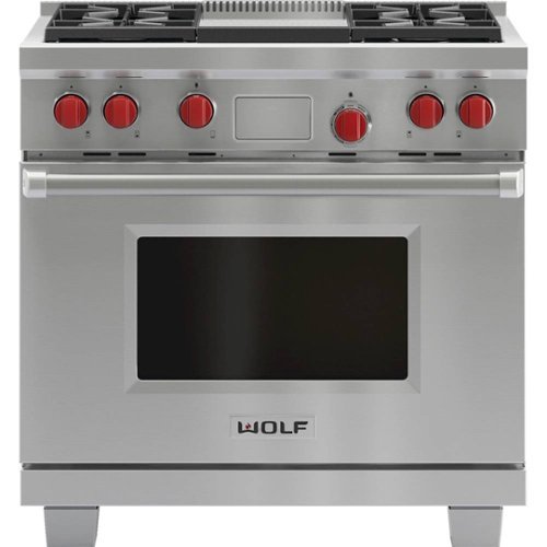 Wolf - 3.5 Cu. Ft. Freestanding Dual Fuel Convection Range with Self-Cleaning and Infrared Griddle