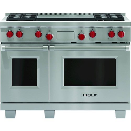 Wolf - 4.3 Cu. Ft. Freestanding Double Oven Dual Fuel Convection Range with Self-Cleaning and Infrared Dual Griddle