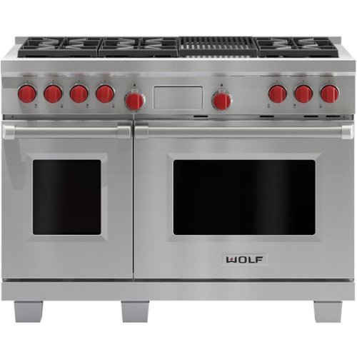 Wolf - 4.3 Cu. Ft. Freestanding Double Oven Dual Fuel Convection Range with Self-Cleaning and Infrared Charbroiler