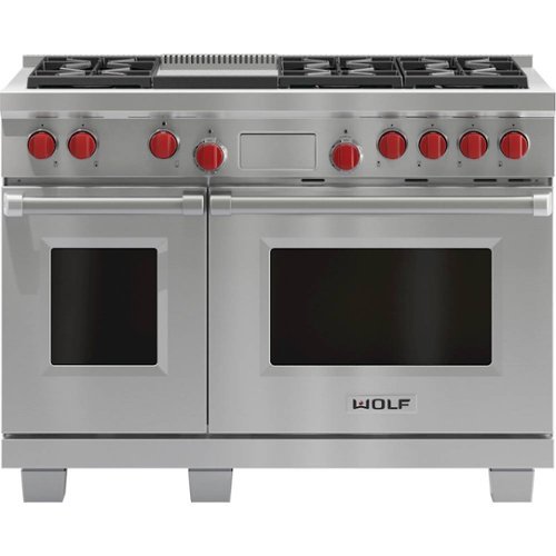 Wolf - 4.3 Cu. Ft. Freestanding Double Oven Dual Fuel Convection Range with Self-Cleaning with Infrared Griddle