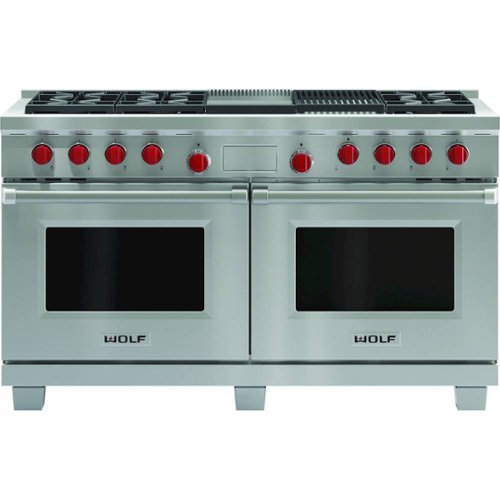 Wolf - 5.6 Cu. Ft. Freestanding Double Oven Dual Fuel Convection Range with Self-Cleaning and Infrared Charbroiler and Griddle
