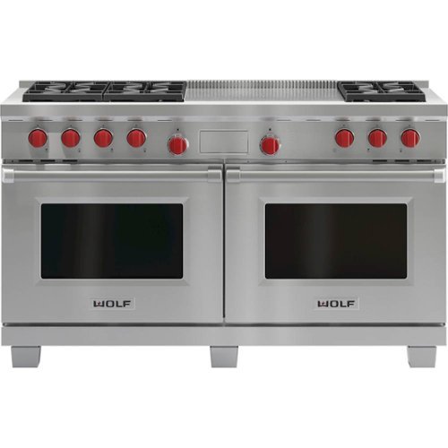 Wolf - 5.6 Cu. Ft. Freestanding Double Oven Dual Fuel Convection Range with Self-Cleaning and French Top