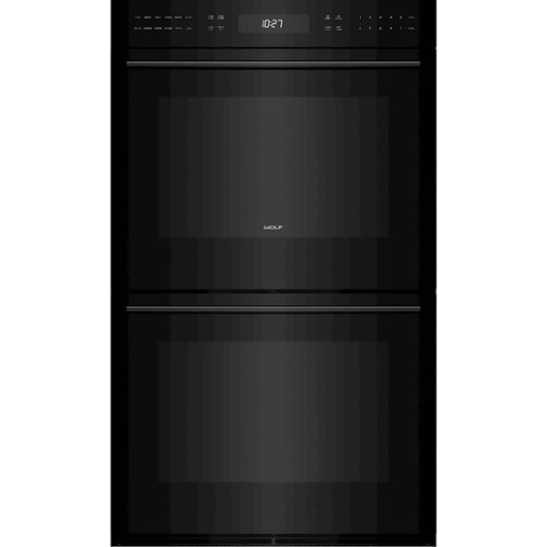 Wolf - E Series Contemporary 30" Built-In Double Electric Convection Wall Oven - Black glass