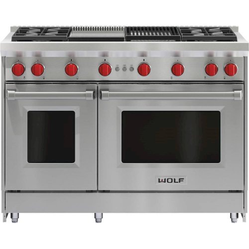 Wolf - 4.5 Cu. Ft. Freestanding Double Oven Gas Convection Range with Infrared Charbroiler and Griddle