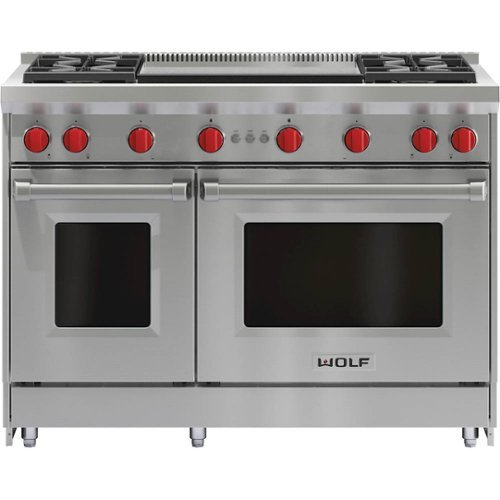 Wolf - 4.5 Cu. Ft. Freestanding Double Oven Gas Convection Range with Infrared Dual Griddle