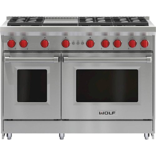 Wolf - 4.5 Cu. Ft. Freestanding Double Oven Gas Convection Range with Infrared Griddle