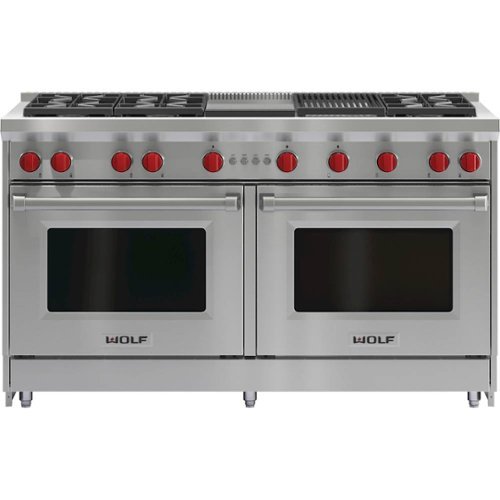 Wolf - 5.8 Cu. Ft. Freestanding Double Oven Gas Convection Range with Infrared Charbroiler and Griddle
