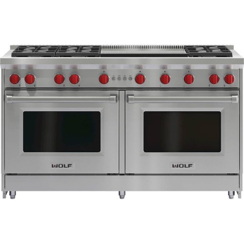 Wolf - 5.8 Cu. Ft. Freestanding Double Oven Gas Convection Range with Infrared Dual Griddle