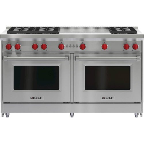 Wolf - 5.8 Cu. Ft. Freestanding Double Oven Gas Convection Range with French Top