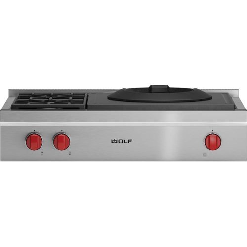 

Wolf - 36" Built-In Gas Cooktop with 2 Burners and Wok Burner - Stainless steel