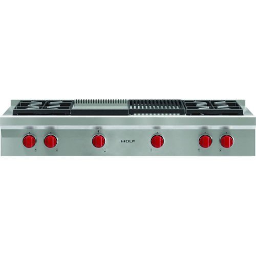 Wolf - 48" Built-In Gas Cooktop with 4 Burners and Infrared Charbroiler and Griddle