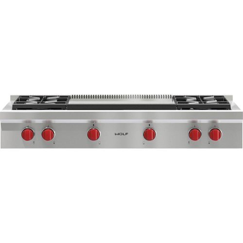 Wolf - 48" Built-In Gas Cooktop with 4 Burners and Infrared Dual Griddle