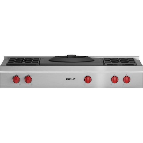 

Wolf - 48" Built-In Gas Cooktop with 4 Burners and Wok Burner - Stainless steel
