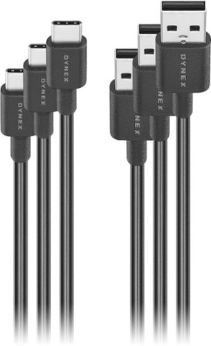 Dynex™ - 3' USB-C to USB-A Charge-and-Sync Cable (3-Pack) - Black