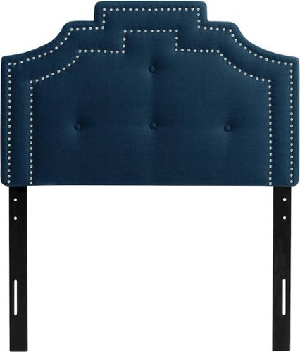 CorLiving - Crown Silhouette Button Tufting Fabric 41" Single, Twin Headboard - Navy Blue