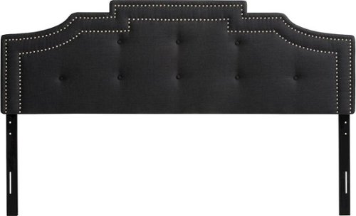 CorLiving - Crown Silhouette Button Tufting Fabric 79" King Headboard - Dark Gray