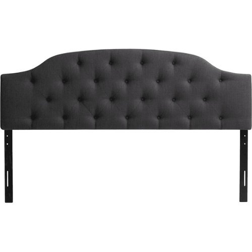 CorLiving - Diamond Button Arched Panel Tufted Fabric King Headboard - Dark Gray