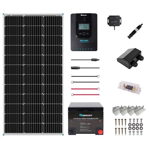 Renogy - Mountable Solar Panel Kit (100W Panel, 50ah Lithium Ion Battery & Accy's) - Black
