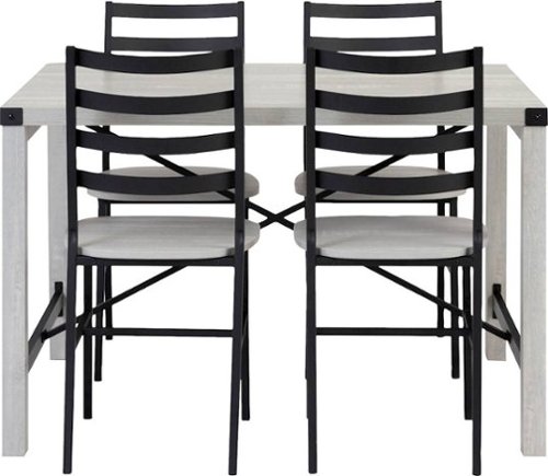 Walker Edison - Rectangular Industrial Dining Table (Set of 5)-Front_Standard 