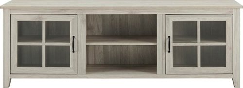 Walker Edison - Farmhouse Glass Door TV Stand Console for Most TVs Up to 78" - Birch