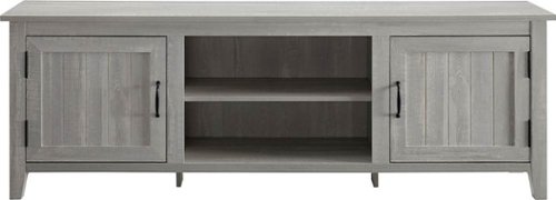 Walker Edison - Farmhouse Simple Grooved Door TV Stand for most TVs up to 80" - Stone Grey