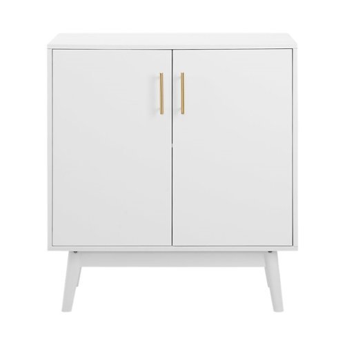 Walker Edison - Bella Mid-Century Modern MDF/Laminate/Solid Rubberwood Accent Storage Cabinet - White