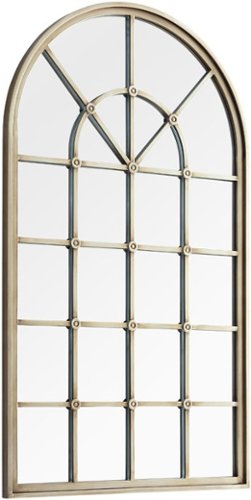 Walker Edison - Arched Windowpane Wall Mirror - Antique Pewter