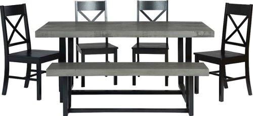Walker Edison - Rectangular Farmhouse Wood Dining Table (Set of 6) - Gray/Black