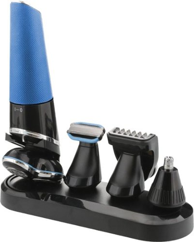 Barbasol - 5 in 1 Rechargeable Wet/Dry Kit w/ Rotary Shaver, Ear/Nose Trimmer, Body Groomer, Beard Trimmer & Beard Trimmer Comb - Blue