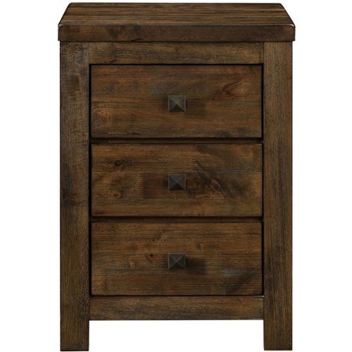 Finch - Stratford Farmhouse Wood 3-Drawer Night Stand - Rustic Brown