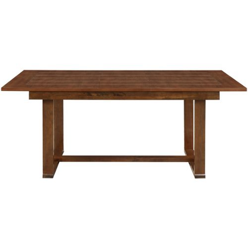 Click Decor - Wesley Rectangular Classic Rubberwood Table - Warm Dark Brown-Front_Standard 