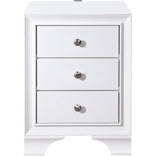 Image of Click Decor - Edmond Traditional Wood 3-Drawer Night Stand - White