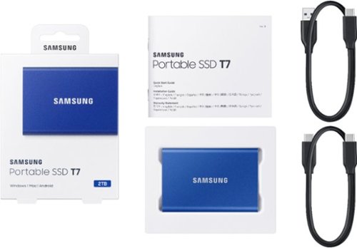 Samsung T7 2TB External USB 3.2 Gen 2 Portable SSD with Hardware Encryption - Indigo Blue BUY IN AUSTRALIA