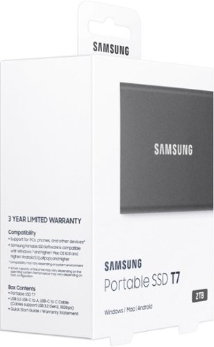 Samsung T7 2TB External USB 3.2 Gen 2 Portable SSD with Hardware Encryption - Titan Gray BUY IN EUROPE