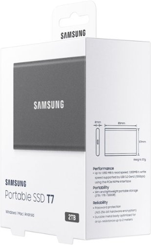 Samsung T7 2TB External USB 3.2 Gen 2 Portable SSD with Hardware Encryption - Titan Gray BUY IN MIDDLE EAST