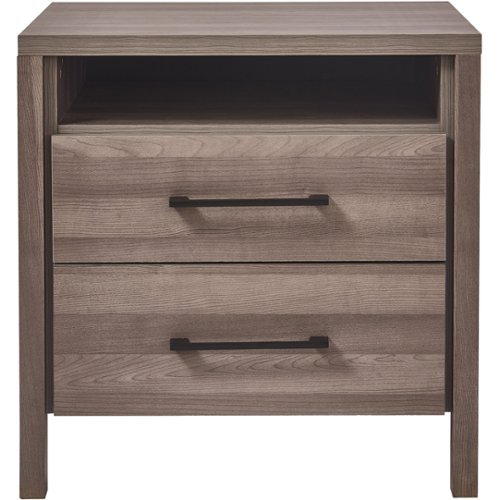 Click Decor - Albers Contemporary Wood 2-Drawer Night Stand - Gray Maple