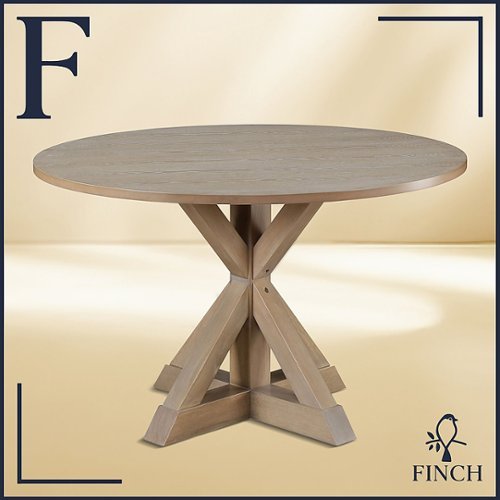 

Finch - Alfred Round Modern Farmhouse Rubberwood Table - Rustic Beige
