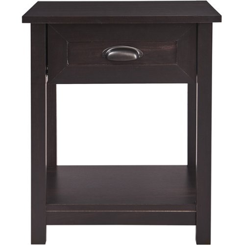 Image of Click Decor - Traditional Wood 1-Drawer Night Stand - Ebony