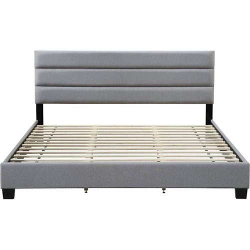 Click Decor - Hudson Fabric 78.9" King Platform Bed - Gray