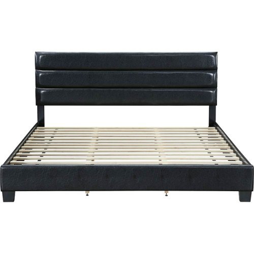 

Click Decor - Hudson Faux Leather 78.9" King Platform Bed - Black