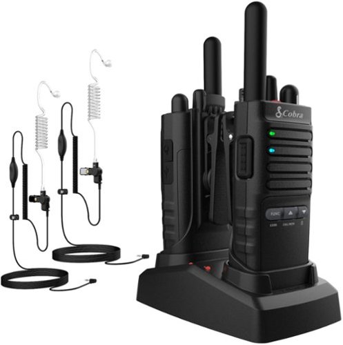Cobra - Pro Business 42-Mile, 22-Channel FRS 2-Way Radios with Surveillance Headsets (Pair) - Black