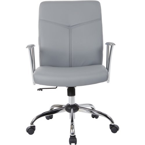 OSP Home Furnishings - FL Series 5-Pointed Star Faux Leather Office Chair - Charcoal Gray